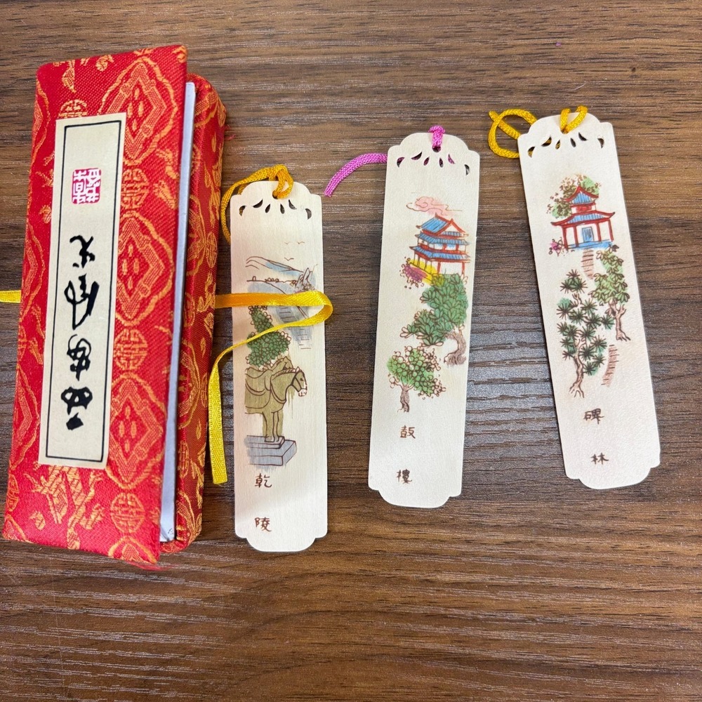 Vintage Chinese Bamboo Bookmarks Hand Painted Ming Dynasty,‎ Emperor Gaozong